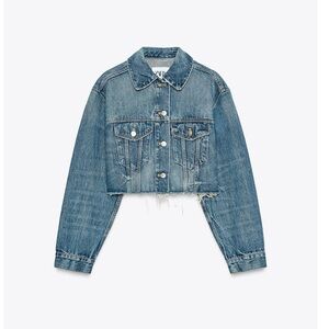Zara Cropped Light Blue Denim Jacket